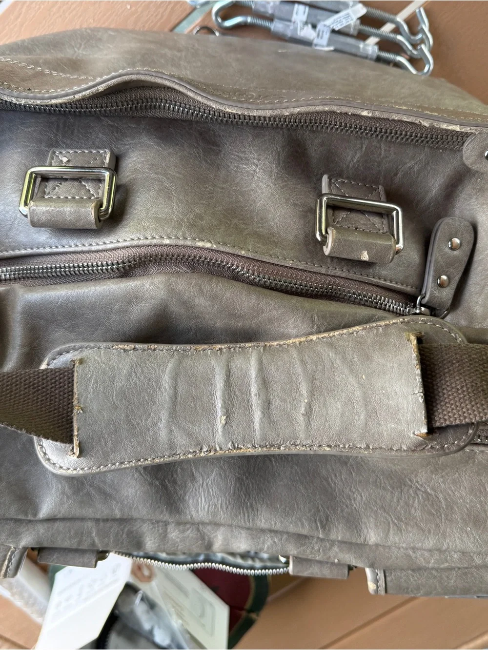 House of Flynn Leather-Style large Camera Bag - Gray